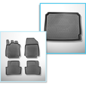 Set Kofferraumschale und angepasste Autoteppiche TPE für: Renault Clio IV Grandtour (03.2013-2023) - unterer Kofferraum (Anwendung in oberer Stellung