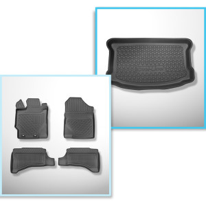 Set Kofferraumschale und angepasste Autoteppiche TPE für: Toyota Yaris III Hatchback (09.2011-08.2020) - oberer Kofferraum (für Multiboden);auch für