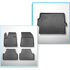 Set Kofferraumschale und angepasste Autoteppiche TPE PREMIUM für: Opel Grandland X SUV (10.2017-2021) - oberer Kofferraum (ebene Schwelle); beweglich