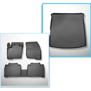 Set Kofferraumschale und angepasste Autoteppiche TPE für: Ford S-Max III MPV (09.2015-2023) - 5 Sitze; auch für Hybride; ohne 3. Sitzreihe