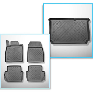 Set Kofferraumschale und angepasste Autoteppiche TPE für: Ford Fiesta VIII Hatchback (07.2017-2023) - vertiefte Ladefläche; Modelle ohne Varioboden;