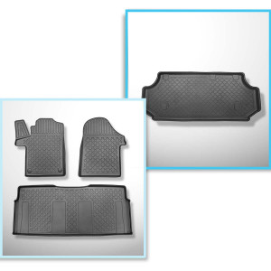 Set Kofferraumschale und angepasste Autoteppiche TPE für: Mercedes-Benz Vito W447 Tourer (10.2014-....) - lange Version (Radstand 3.200 mm; Autolänge