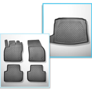 Set Kofferraumschale und angepasste Autoteppiche TPE für: Volkswagen Tiguan II SUV (05.2016-10.2023) - vertiefte Ladefläche; Modelle ohne Varioboden;