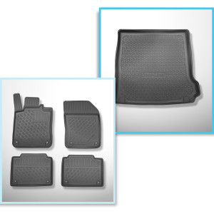 Set Kofferraumschale und angepasste Autoteppiche TPE für: Volvo V90 Kombi, Cross Country (09.2016-....)
