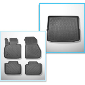 Set Kofferraumschale und angepasste Autoteppiche TPE PREMIUM für: BMW X1 F48 SAV (10.2015-09.2022) - Rückbank verschiebbar (vorne-hinten); nicht fuer