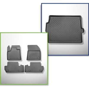Set Kofferraumschale und angepasste Autoteppiche TPE für: Peugeot 3008 II SUV (11.2016-11.2023) - oberer Kofferraum (ebene Schwelle);beweglicher Bode
