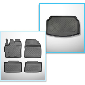 Set Kofferraumschale und angepasste Autoteppiche TPE für: Mazda 2 IV Hybrid Hatchback (03.2022-....) - unterer Kofferraum;für Autos ohne Doppelboden