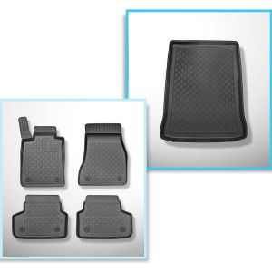 Set Kofferraumschale und angepasste Autoteppiche TPE für: BMW 5er G30 Limousine (02.2017-09.2023) - X-drive; Zwei-Rad-Antrieb; nicht fuer Hybrid