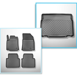 Set Kofferraumschale und angepasste Autoteppiche TPE für: Citroen C3 Aircross SUV (11.2017-2024) - vertiefte Ladeflaeche; Varioboden im tiefsten Eben