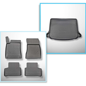 Set Kofferraumschale und angepasste Autoteppiche TPE PREMIUM für: Mercedes-Benz A Klasse W177 Hatchback (05.2018-....) - in Modellen mit Netztaschen