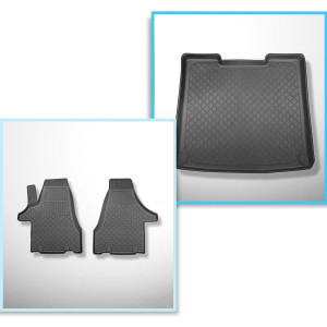 Set Kofferraumschale und angepasste Autoteppiche TPE für: Volkswagen Caravelle T6, T6.1 Van (06.2015-2024) - langer Radstand; hinter der 3. Sitzreihe