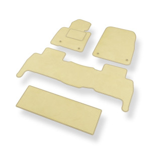 Fußmatten Auto für Toyota Land Cruiser J200 SUV (2007-2021) 7-Personen - Premium Velours beige Automatten Autoteppiche