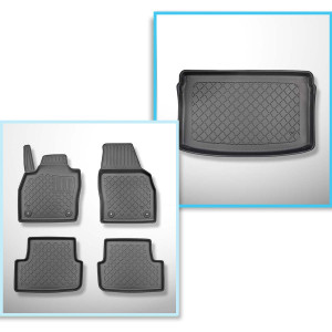 Set Kofferraumschale und angepasste Autoteppiche TPE für: Volkswagen Polo VI AW Hatchback (10.2017-....) - obere Ladefläche; Varioboden im hoechsten