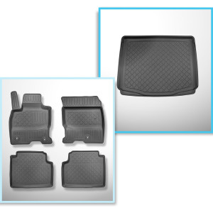Set Kofferraumschale und angepasste Autoteppiche TPE für: Ford Kuga III SUV (04.2020-....) - mit Reserverad oder Reparatursatz;auch für Hybride