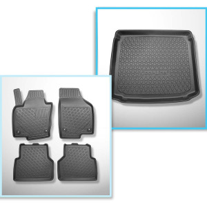 Set Kofferraumschale und angepasste Autoteppiche TPE PREMIUM für: Volkswagen Tiguan I SUV (07.2007-04.2016) - vertiefte Ladeflaeche; mit Reparaturset