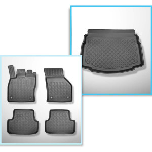 Set Kofferraumschale und angepasste Autoteppiche TPE für: Volkswagen Golf VII Hatchback (10.2012-12.2019) - mit Not-Reserverad / Reparaturset: für ob