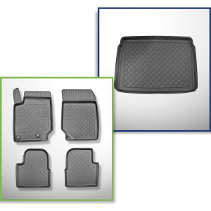 Set Kofferraumschale und angepasste Autoteppiche TPE für: Peugeot 2008 II SUV (01.2020-....) - oberer Kofferraum (für Multiboden);beweglicher Boden i