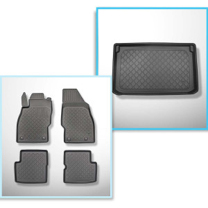 Set Kofferraumschale und angepasste Autoteppiche TPE für: Opel Corsa D Hatchback (2006-11.2014) - Ladeboden oben (gerade Ladefläche)