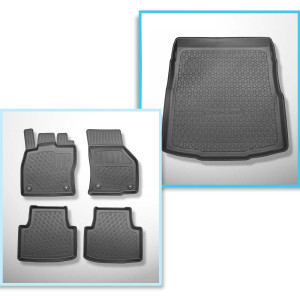 Set Kofferraumschale und angepasste Autoteppiche TPE PREMIUM für: Volkswagen Passat B8 Limousine (12.2014-12.2021) - obere Ladefläche; mit vollem Res