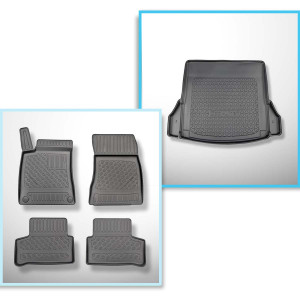 Set Kofferraumschale und angepasste Autoteppiche TPE PREMIUM für: Mercedes-Benz CLA C118 Coupé (05.2019-....) - in Modellen mit Netztaschen Ausbuchtu