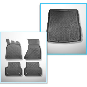 Set Kofferraumschale und angepasste Autoteppiche TPE für: Audi A6 C7 Avant (09.2011-08.2018) - auch für Quattro