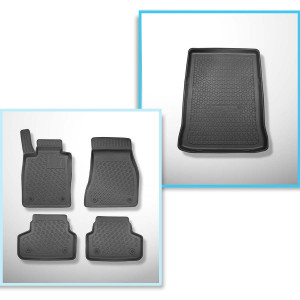 Set Kofferraumschale und angepasste Autoteppiche TPE PREMIUM für: BMW 5er G30 Limousine (02.2017-09.2023) - X-drive; Zwei-Rad-Antrieb; nicht fuer Hyb