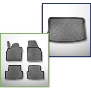 Set Kofferraumschale und angepasste Autoteppiche TPE für: Skoda Fabia IV Hatchback (09.2021-....) - oberer Kofferraum (für Multiboden);beweglicher Bo