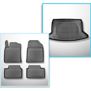 Set Kofferraumschale und angepasste Autoteppiche TPE für: Kia Ceed III CD Hatchback (06.2018-....) - vert. Ladefläche; ohne hoehenverstellbarem Ladeb