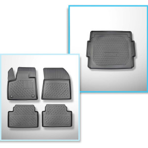 Set Kofferraumschale und angepasste Autoteppiche TPE PREMIUM für: Citroen C5 Aircross SUV (02.2019-....) - Ladeboden oben (gerade Ladefläche); Variob