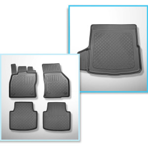 Set Kofferraumschale und angepasste Autoteppiche TPE für: Volkswagen Arteon Fastback, Shooting Brake (06.2017-....) - mit Reparaturset, ohne Reserver