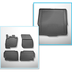 Set Kofferraumschale und angepasste Autoteppiche TPE für: Ford Mondeo V Kombi (01.2015-2021) - mit Not-Reserverad oder Reparaturset