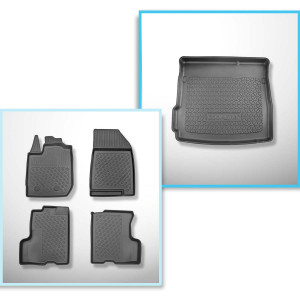 Set Kofferraumschale und angepasste Autoteppiche TPE PREMIUM für: Dacia Duster II SUV (01.2018-05.2024) - Zwei-Rad-Antrieb; auch für die LPG-Version