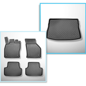 Set Kofferraumschale und angepasste Autoteppiche TPE für: Volkswagen Golf VII Hatchback (10.2012-12.2019) - erhöhte Ladefläche (mit Not-Reserverad/Re