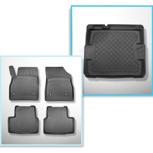 Set Kofferraumschale und angepasste Autoteppiche TPE für: Opel Astra K Hatchback (11.2015-12.2021) - vertiefte Ladefläche; ohne Not-Rad