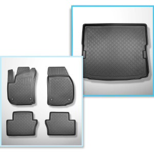 Set Kofferraumschale und angepasste Autoteppiche TPE für: Opel Zafira B MPV (05.2005-2014) - 7 Sizte; 3. Reihe umgelegt