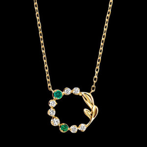 Edenly Collier Florelia â€“ 9-karÃ¤tiges Gelbgold, Smaragde und synthetische Di