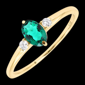 Edenly Nerea Ring â€“ 9-karÃ¤tiges Gelbgold, synthetischer Smaragd und Diamante