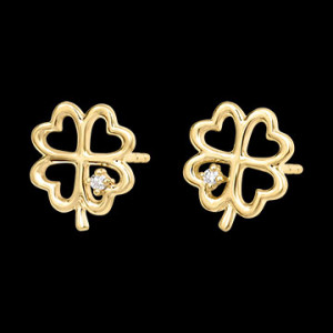 Edenly Ohrstecker TrÃ¨fle enchantÃ© â€“ 9-karÃ¤tiges Gelbgold und synthetische