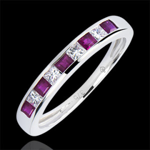 Edenly Trauring ColorÃ©e Ursprung - 9 Karat WeiÃŸgold, Saphire und Diamanten