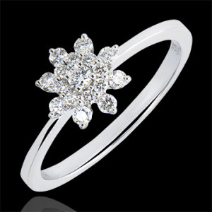 Edenly Ring Frische - Bergblume - 9 Karat WeiÃŸgold und Diamanten