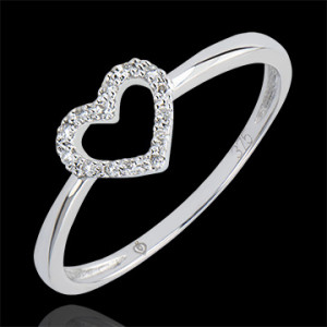 Edenly Ring Vielfalt - Kleines Herz - 18 Karat WeiÃŸgold und Diamanten