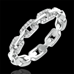 Edenly Ring Auge des Orients - Kubanische Kettenglieder mit Diamanten Variation