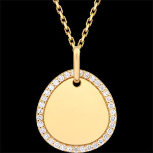 Edenly GravurfÃ¤hige Aveline-Medaille â€“ 18-karÃ¤tiges Gelbgold und synthetisc