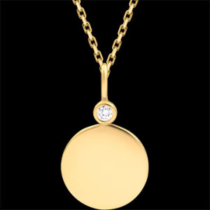 Edenly Runde Gravur-Medaille Isaline â€“ 18-karÃ¤tiges Gelbgold & synthetische