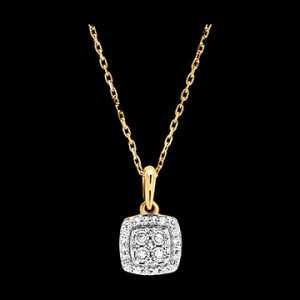 Edenly AnhÃ¤nger Origine - Quadratischer Glanz - 9 Karat WeiÃŸ- und Gelbgold un