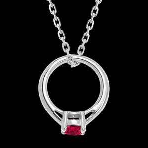 Edenly AnhÃ¤nger 'Cutie Ring' - 18 Karat WeiÃŸgold und synthetischer Rubin