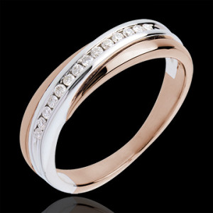 Edenly Trauring Diamantenband in Weiss- und RosÃ©gold - Kanalfassung - 14 Diama