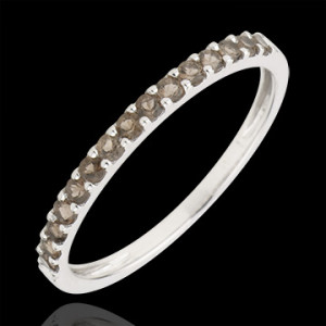 Edenly Ring Paradiesvogel - Einerreihe - WeiÃŸgold und Rauchquarz