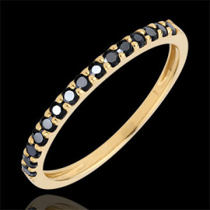 Edenly Ring Paradiesvogel Einerreihe - Gelbgold und schwarze Diamanten