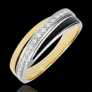 Edenly Ring Saturn Diamant - Schwarzer Lack und Diamanten - 18 Karat